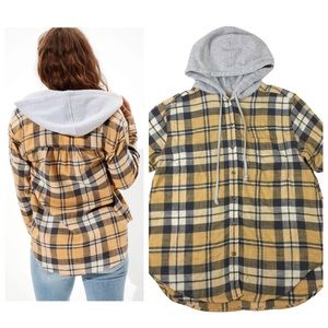 American Eagle Plaid Hooded Shacket